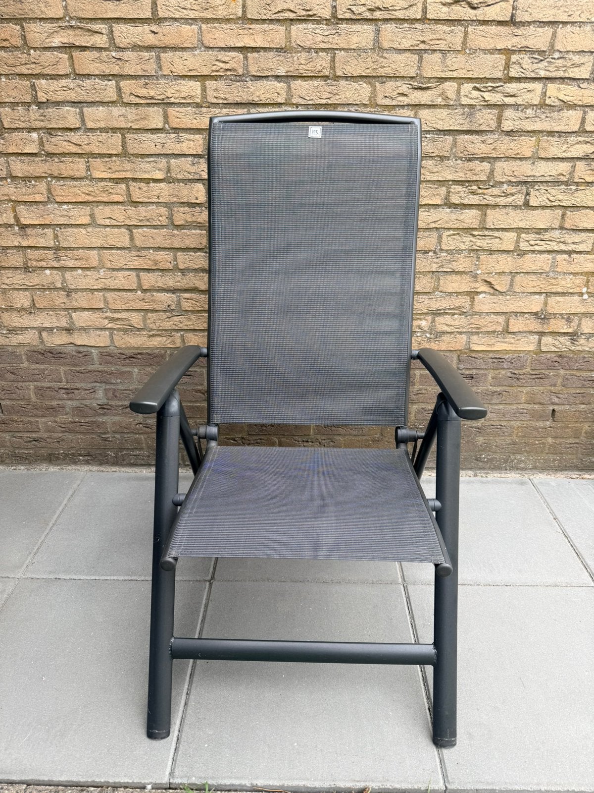 Tuinstoel verstelbaar + kussen, Tuin en Terras, Tuinstoelen, Ophalen, Gebruikt, Aluminium, Verstelbaar