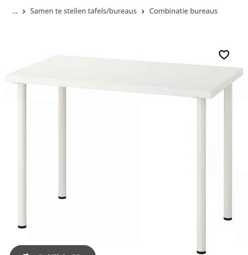 Ikea bureau/ tafel wit, Ophalen, Zo goed als nieuw