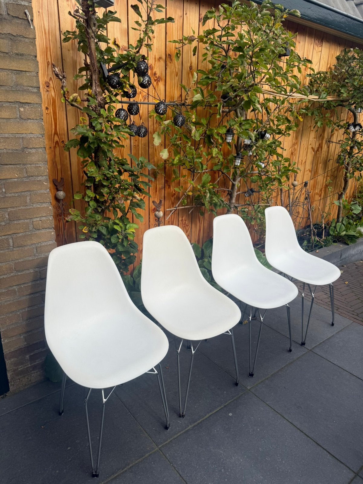 Witte stoelen, Ophalen, Wit, Vier, Kunststof