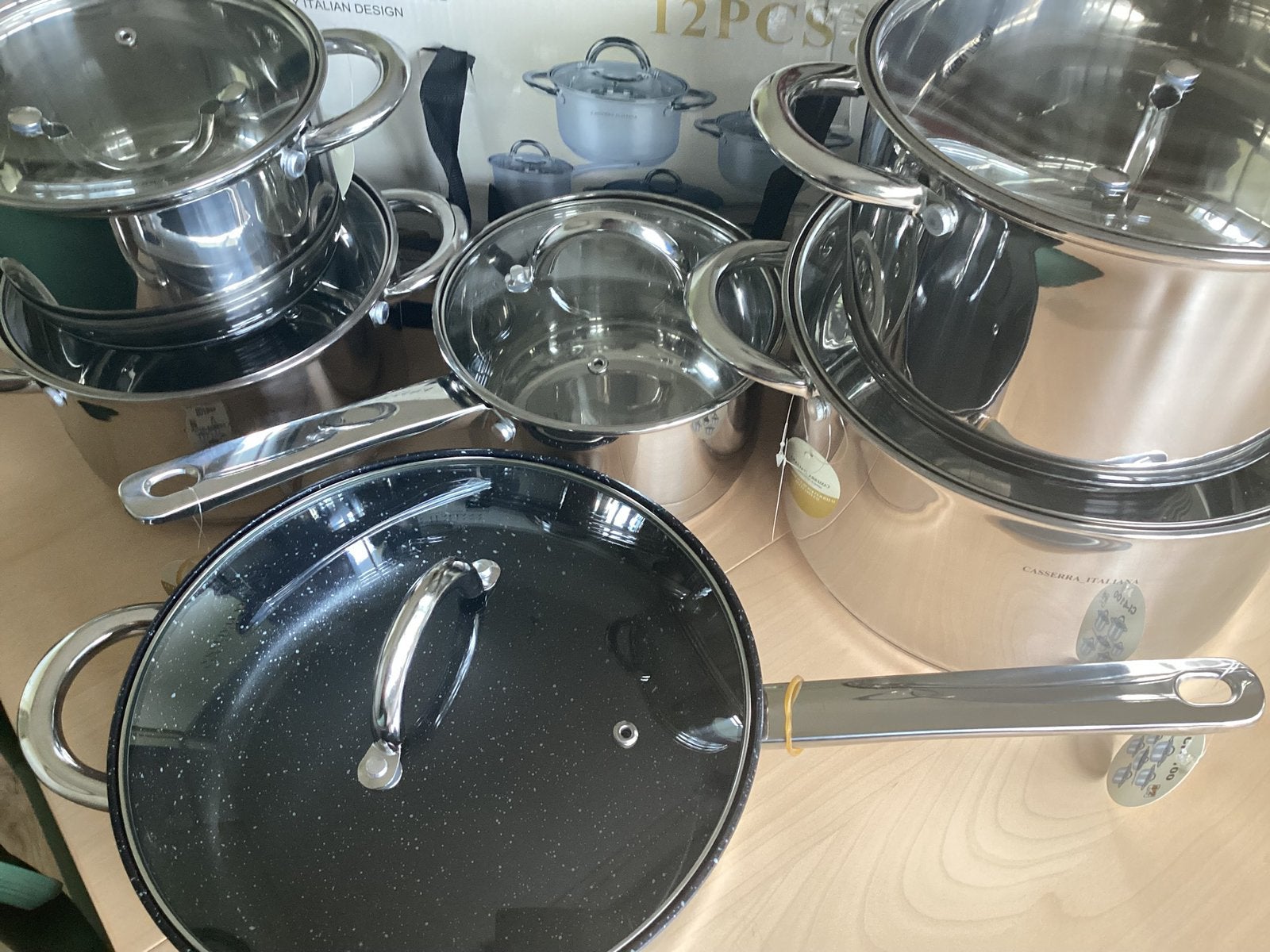 Casserra italiana luxe pannenset 12 delig voor inductie/gas., Huis en Inrichting, Keuken | Potten en Pannen, Ophalen of Verzenden