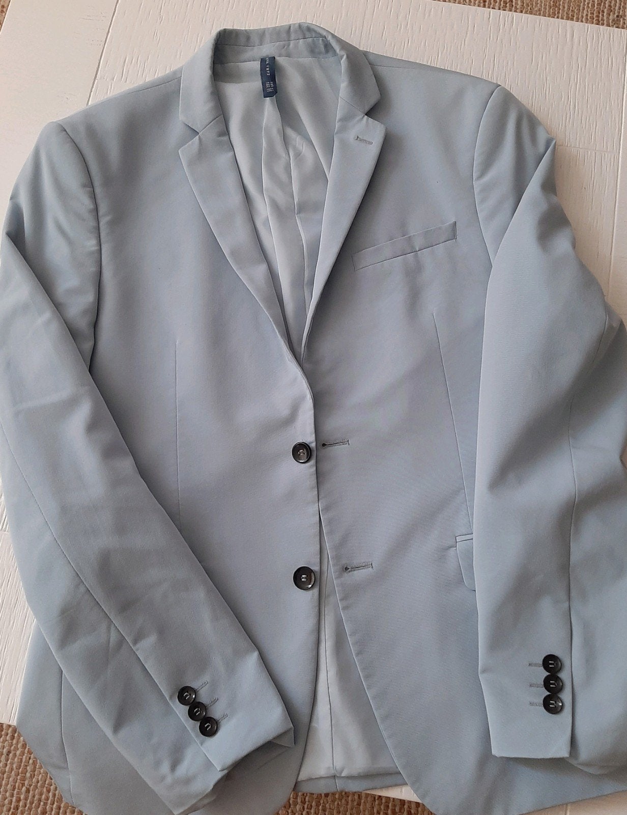 Lichtblauwe zomer blazer maat 50 van Zara Men, Ophalen of Verzenden, Zo goed als nieuw, Blauw