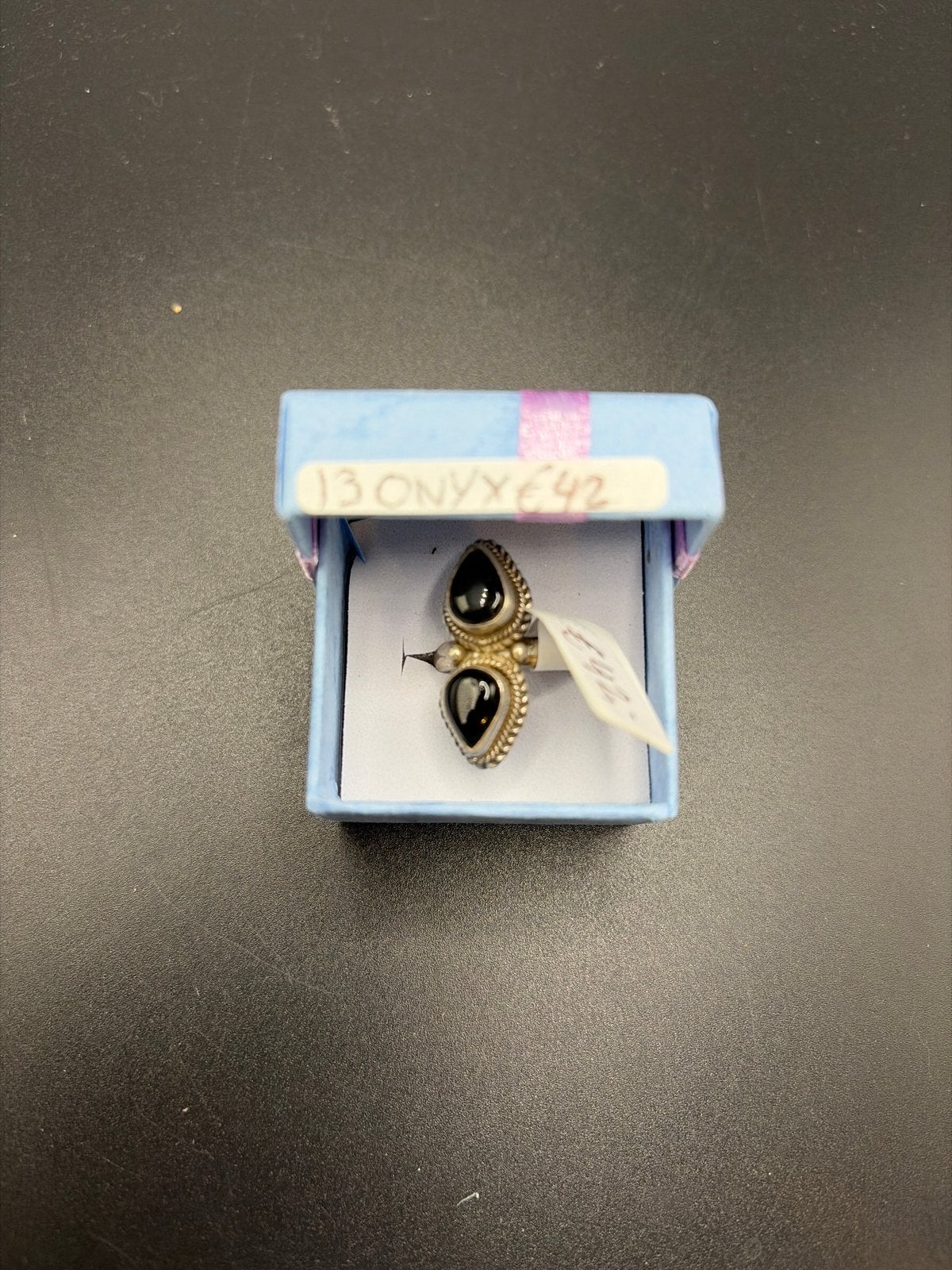 Zilveren ring met onyx edelstenen, Ophalen of Verzenden, Zo goed als nieuw, X, Met edelsteen