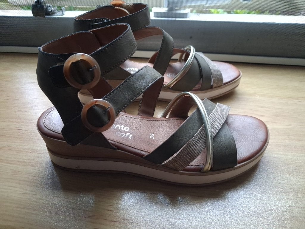 zomerschoenen met klitterband maat 39, Remonte, Gedragen, Groen, Sandalen of Muiltjes