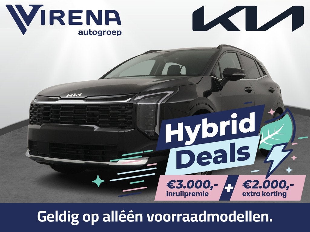 Kia Sportage 1.6 T-GDi Hybrid DynamicPlusLine €5.000,- voo, Auto's, Kia, Zwart, 4 cilinders, Leder en Stof, 1560 kg