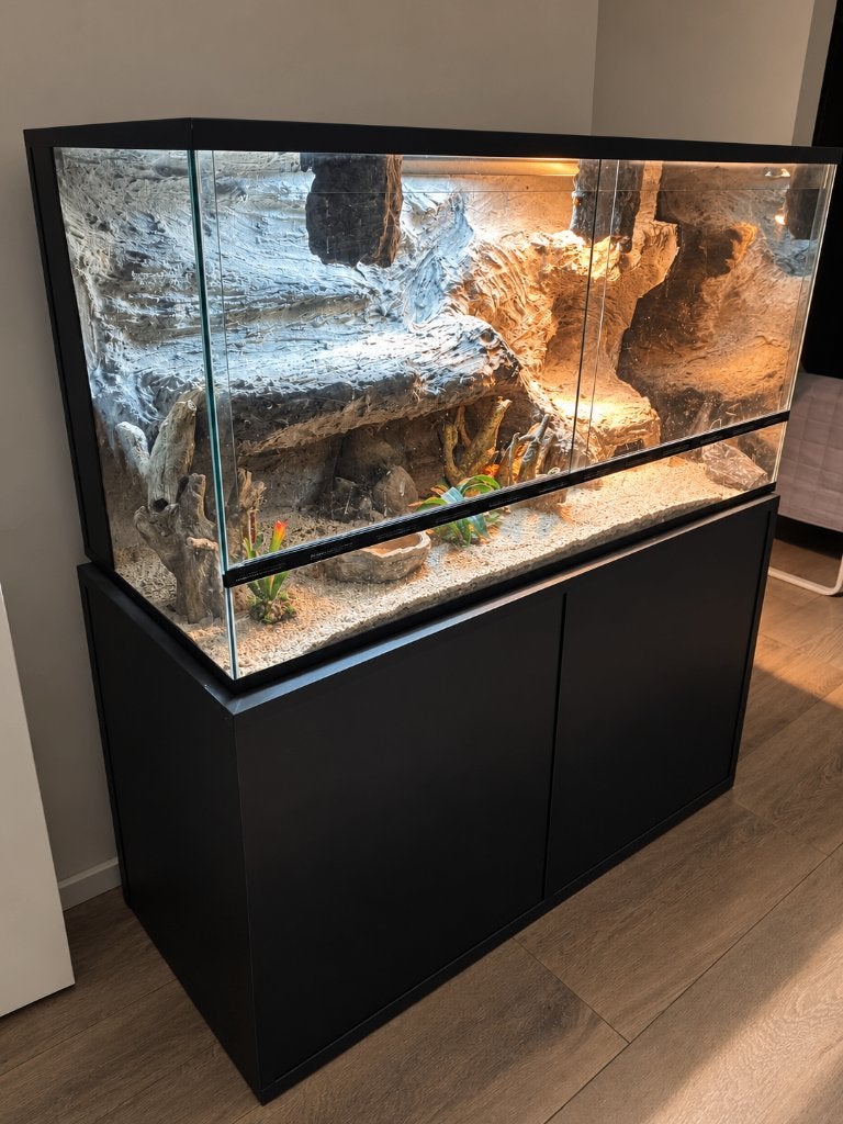 Luxe terrarium, handgemaakt, met onderkast 120 cm – compleet, Ophalen, Zo goed als nieuw, Terrarium of Paludarium