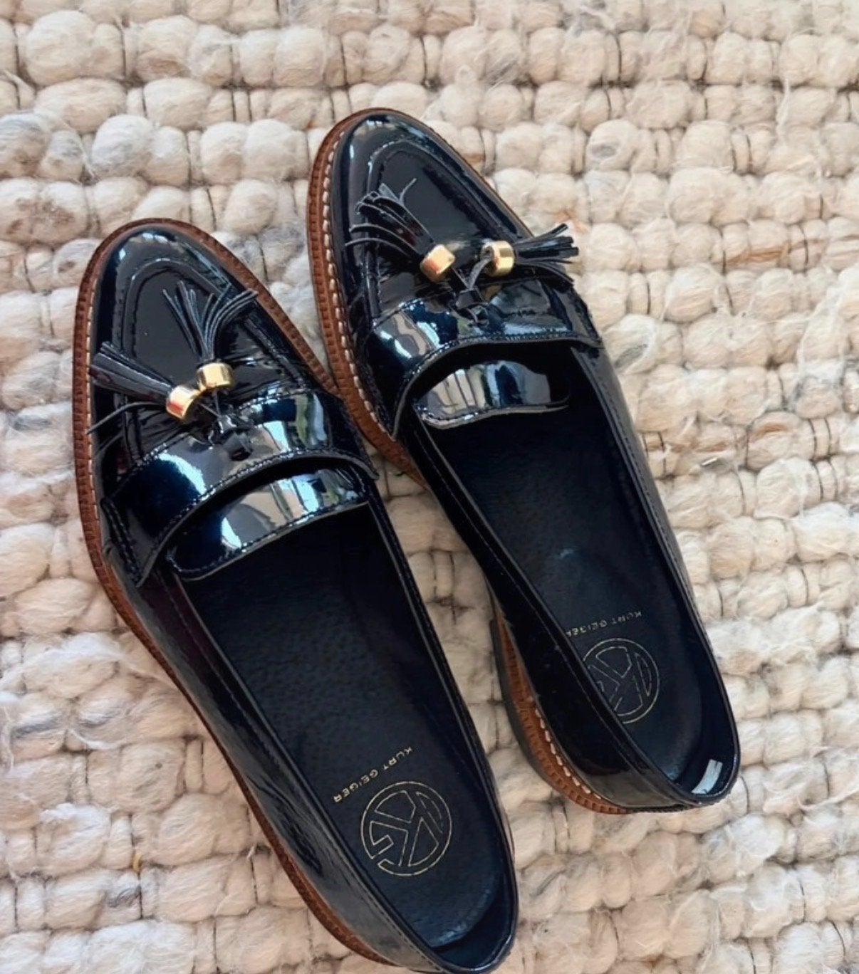 Kurt Geiger Zwarte Lakleren Loafers met Kwastjes, Ophalen of Verzenden, Zo goed als nieuw, Instappers, Zwart