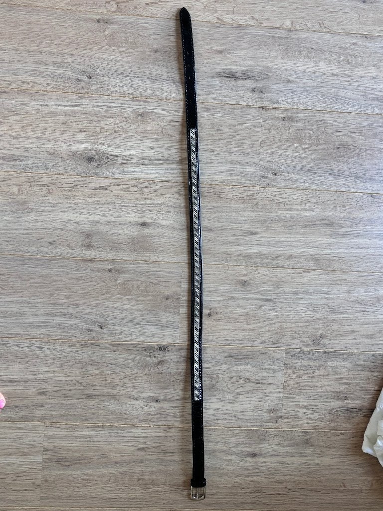 Riem zwart leer met strass maat 95, Dieren en Toebehoren, Zo goed als nieuw, Zwart, Overige maten, Dames
