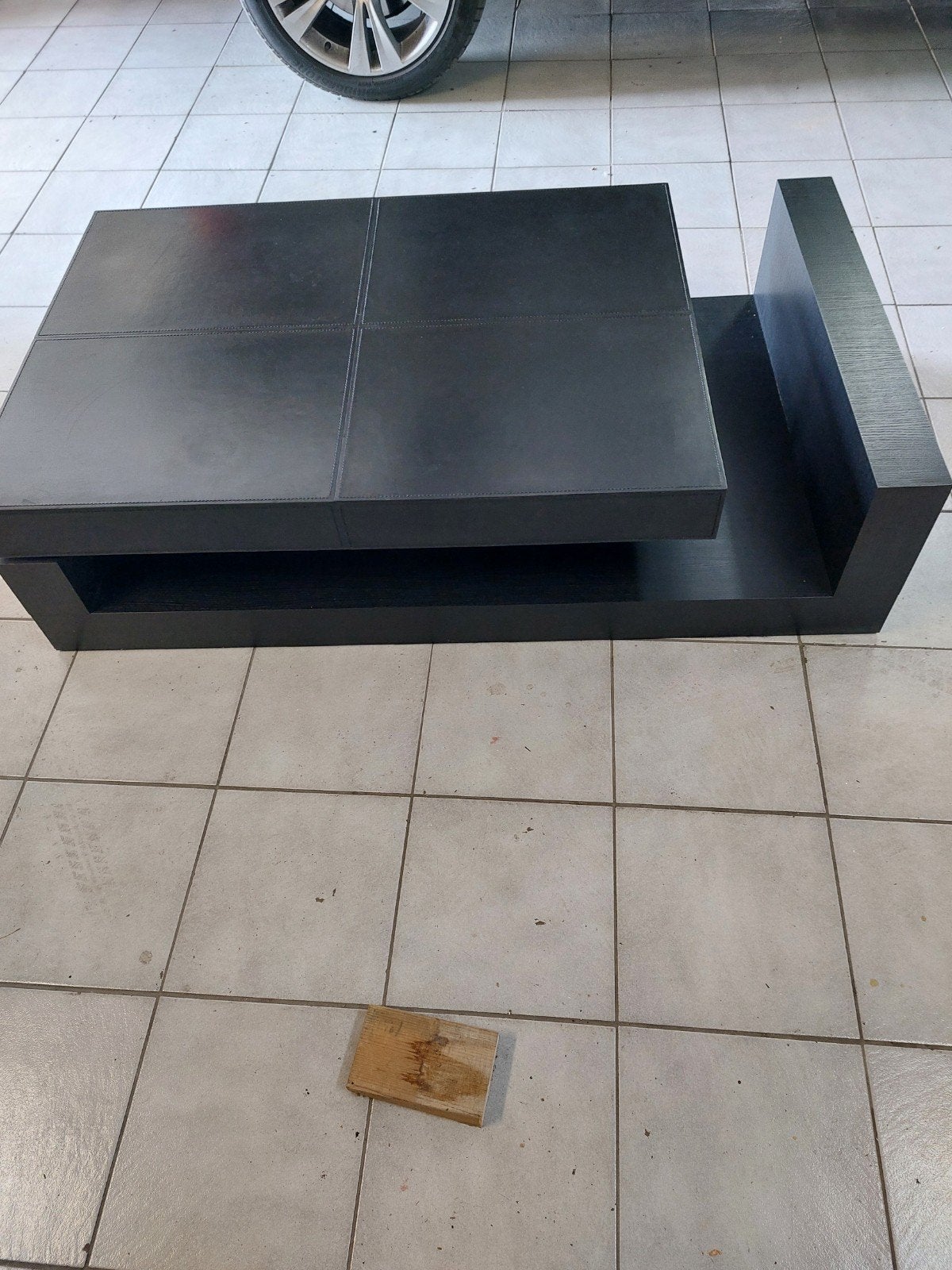 Moderne salontafel 140x80x36 cm, Ophalen, Overige materialen, Gebruikt, 100 tot 150 cm