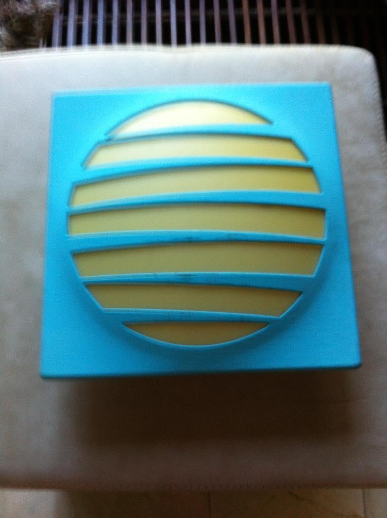 Buiten hanglamp aqua blauw metaal 30x30 cm, Ophalen of Verzenden, Zo goed als nieuw, Metaal