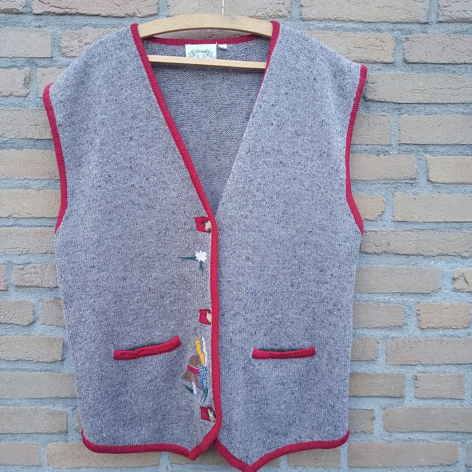 Pisano XL 52 54  Tiroler trachten vest gilet Oktoberfest, Ophalen of Verzenden, Gedragen, Maat 52/54 (L)
