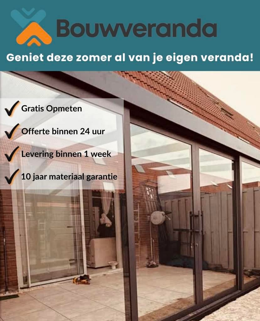 Veranda 5x3m Actie - Ideaal voor Nieuwbouw | Bouwveranda, Ophalen, Nieuw, Veranda