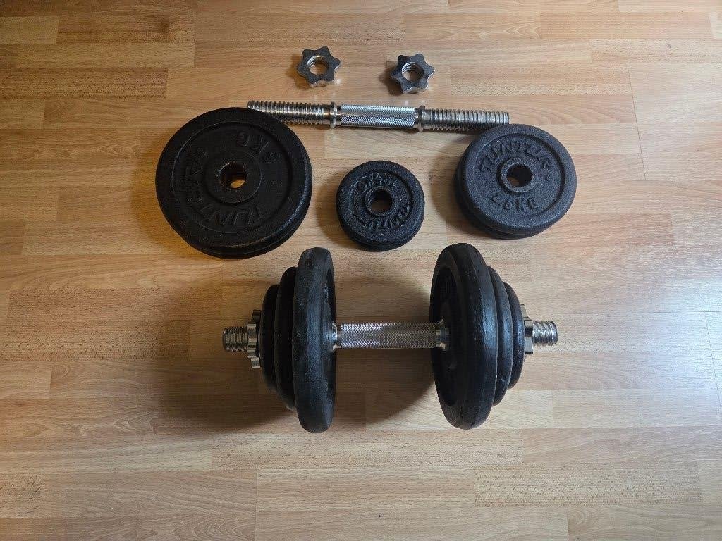 verstelbare dumbells 20kg, Ophalen, Benen, Krachtstation, Zo goed als nieuw