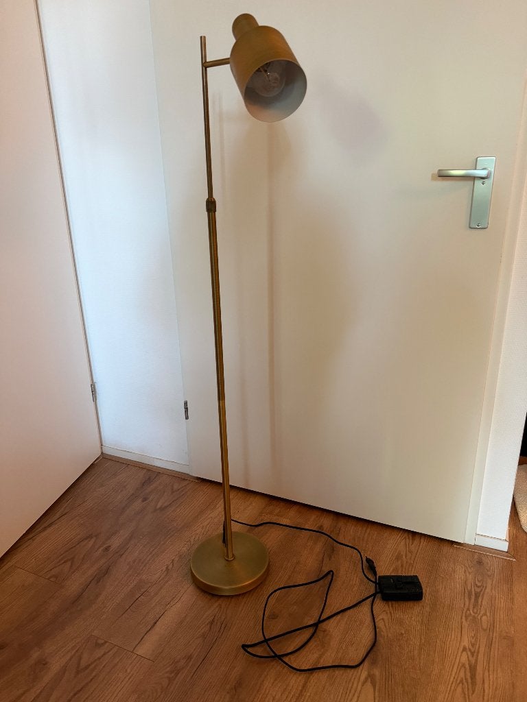 Staande lamp messing (Nordin Karwei), Ophalen, E27 (groot), Zo goed als nieuw, Glas