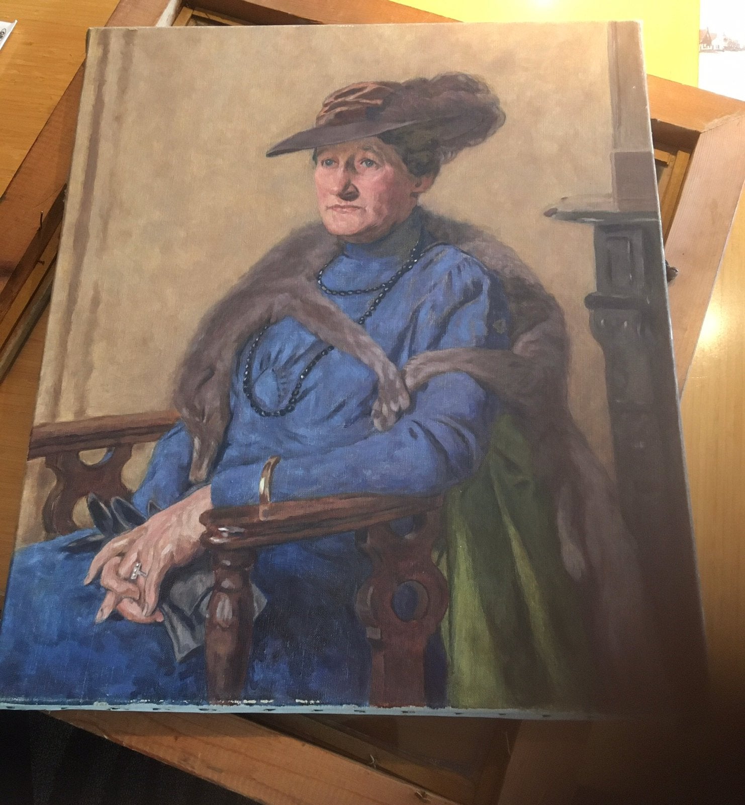 Portret van een Dame - tempera op doek - in lijst & glas, Ophalen of Verzenden