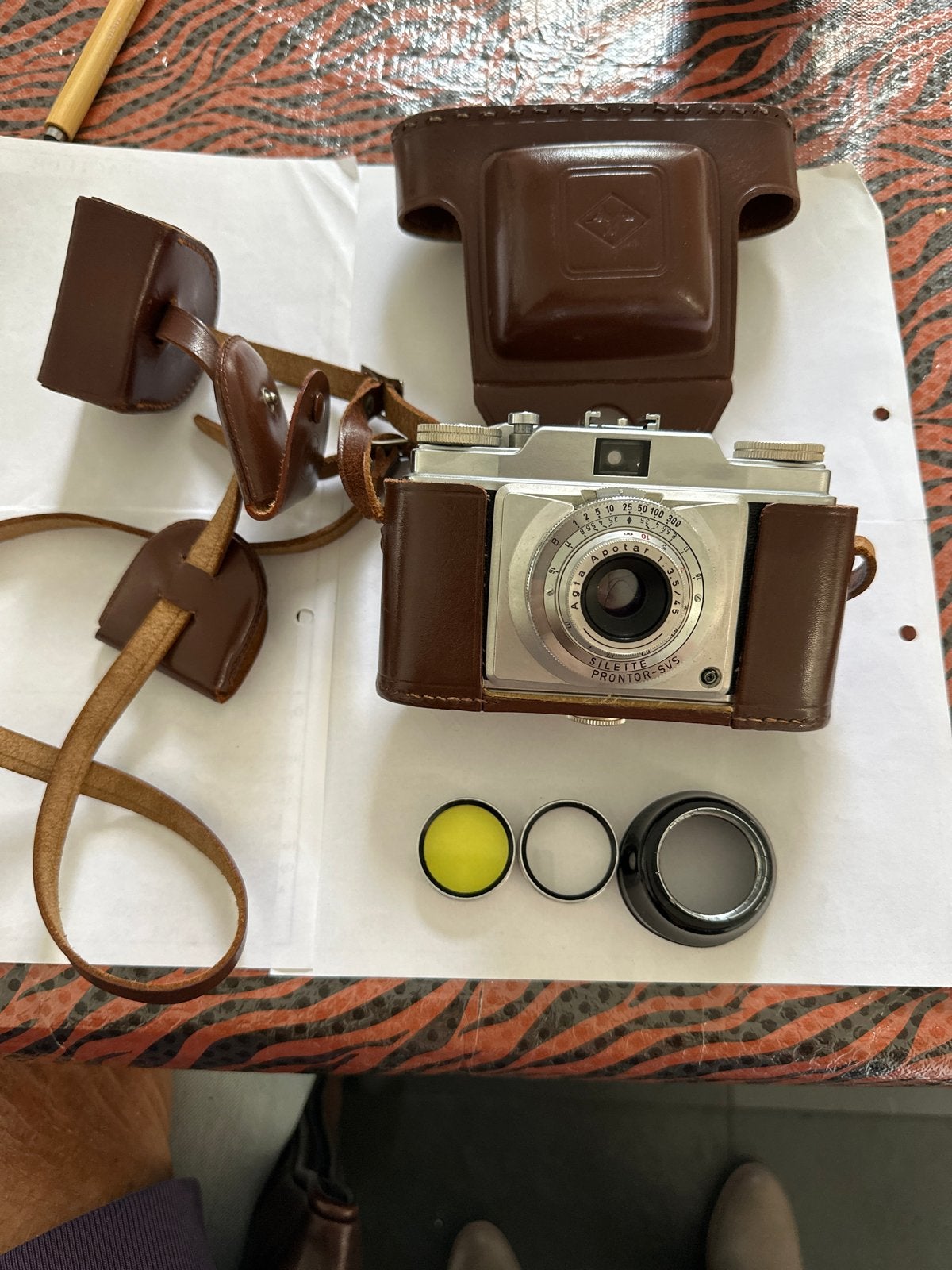 Vintage Agfa Silette Apotar camera met accessoires, Audio, Tv en Foto, Ophalen of Verzenden, Gebruikt, Compact