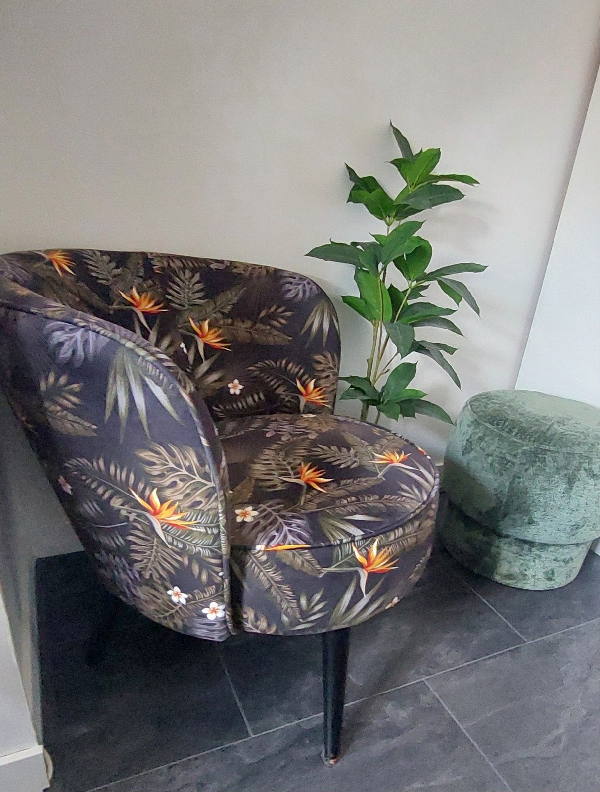 Loungestoel met tropische print, Ophalen, Tropisch, Modern, 75 tot 100 cm, Zo goed als nieuw