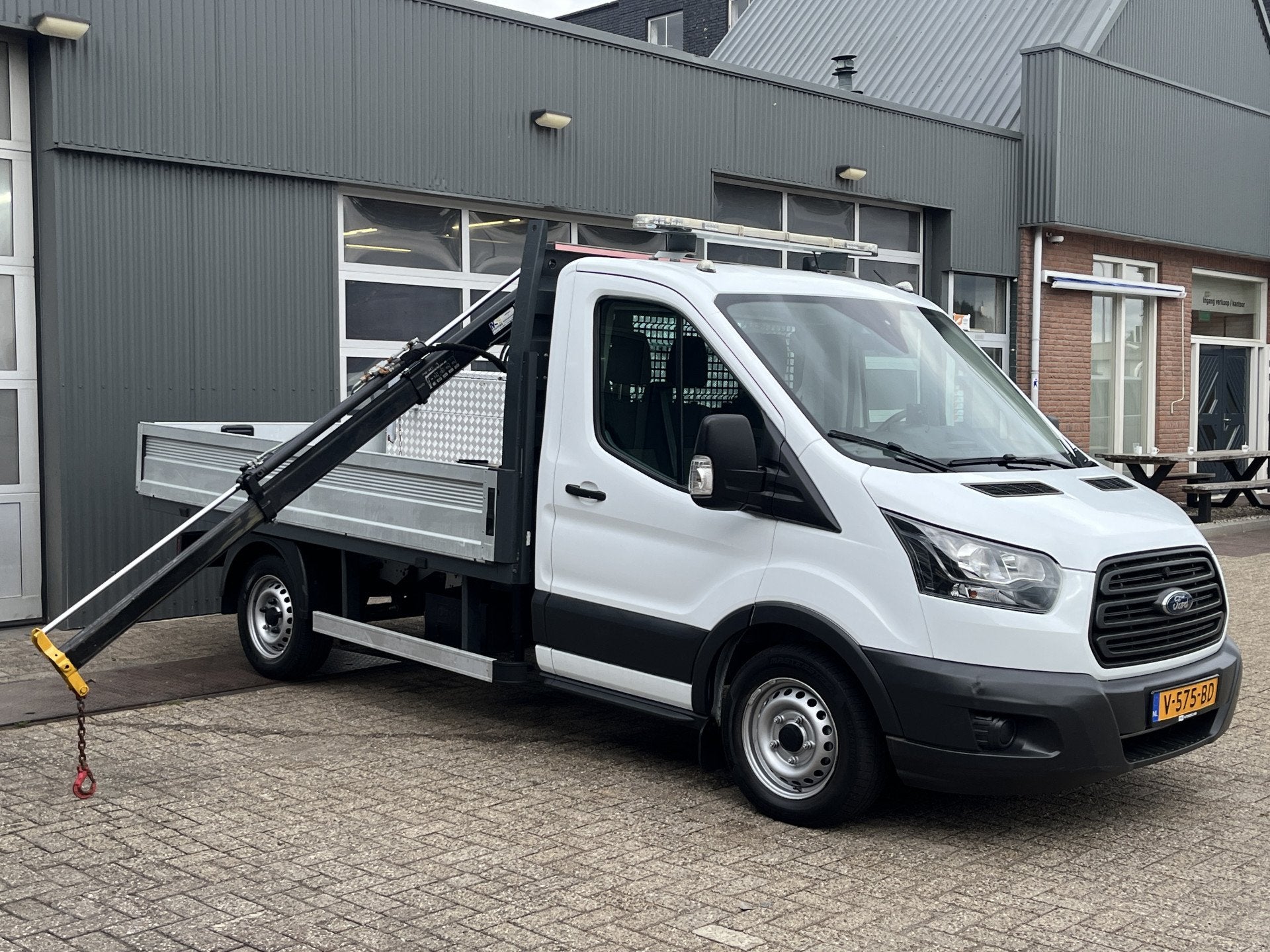 Ford Transit 310 2.0 TDCI Hiab Laadkraan Euro 6 Bpm vrij Air, Auto's, Voorwielaandrijving, 4 cilinders, Wit, Origineel Nederlands