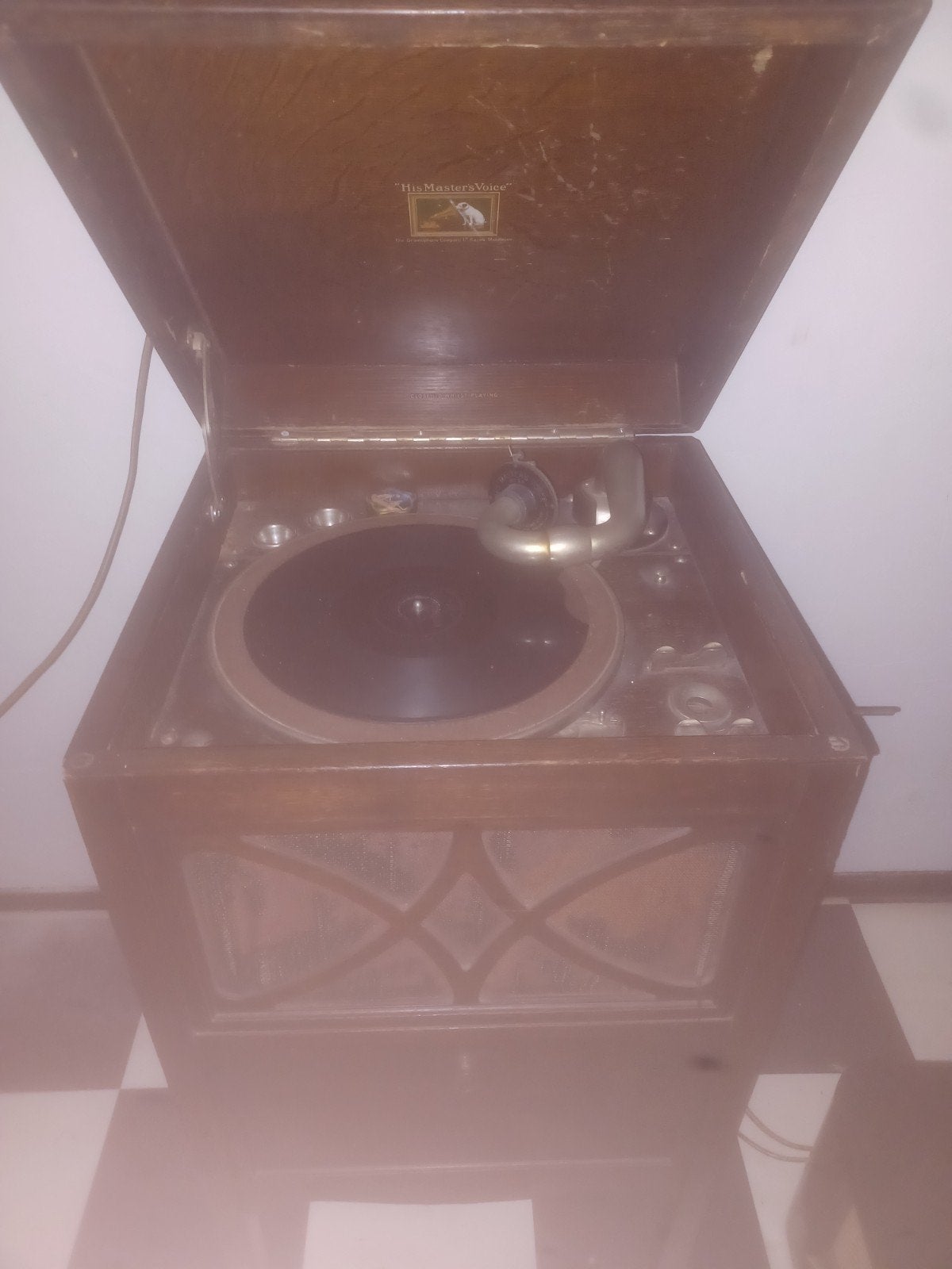 Antieke "His Master's Voice" Grammofoon Kast met 78 toerenpl, Ophalen, Gebruikt, Platenspeler, Overige merken