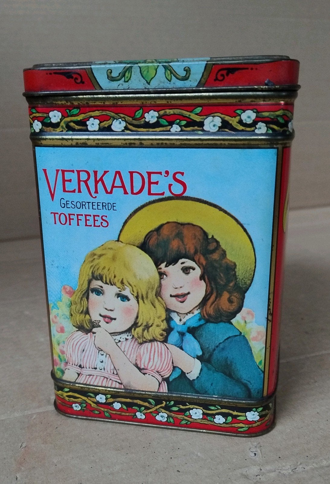 Oud blik Verkade zachte gesorteerde toffees jaren '60, Ophalen of Verzenden, Gebruikt, Koek(jes), Verkade