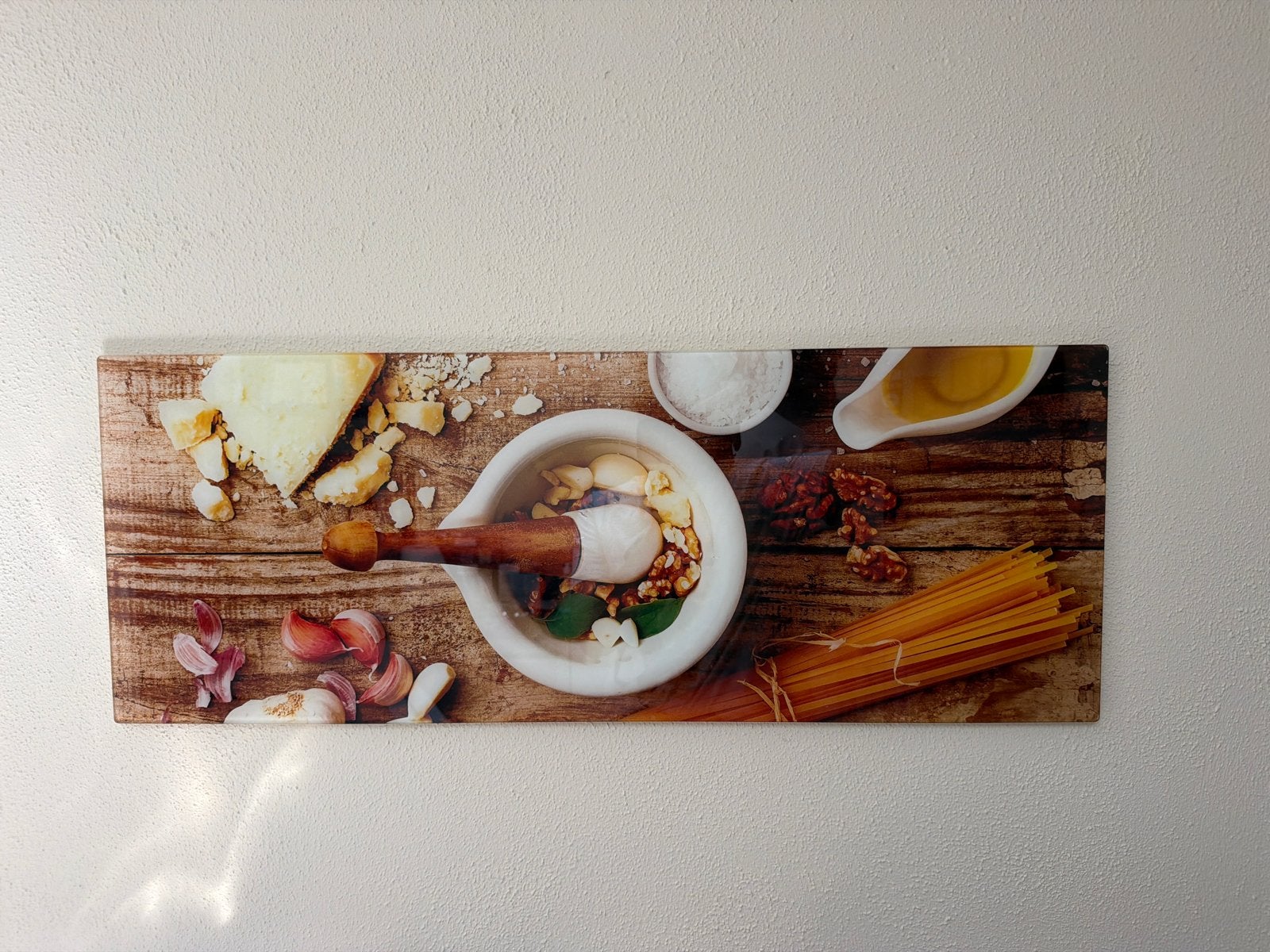 Glazen wanddecoratie 80x30 cm - Italiaanse keuken, Ophalen of Verzenden, 75 tot 100 cm, 5 – 50, Print