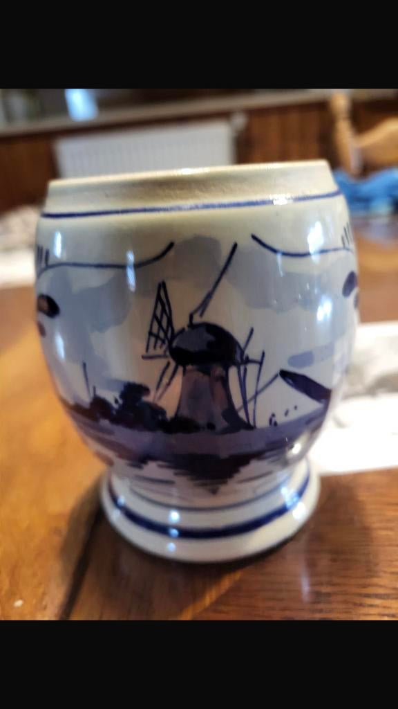 Klein vaasje Delfts blauw met een molen, Antiek en Kunst, Ophalen of Verzenden