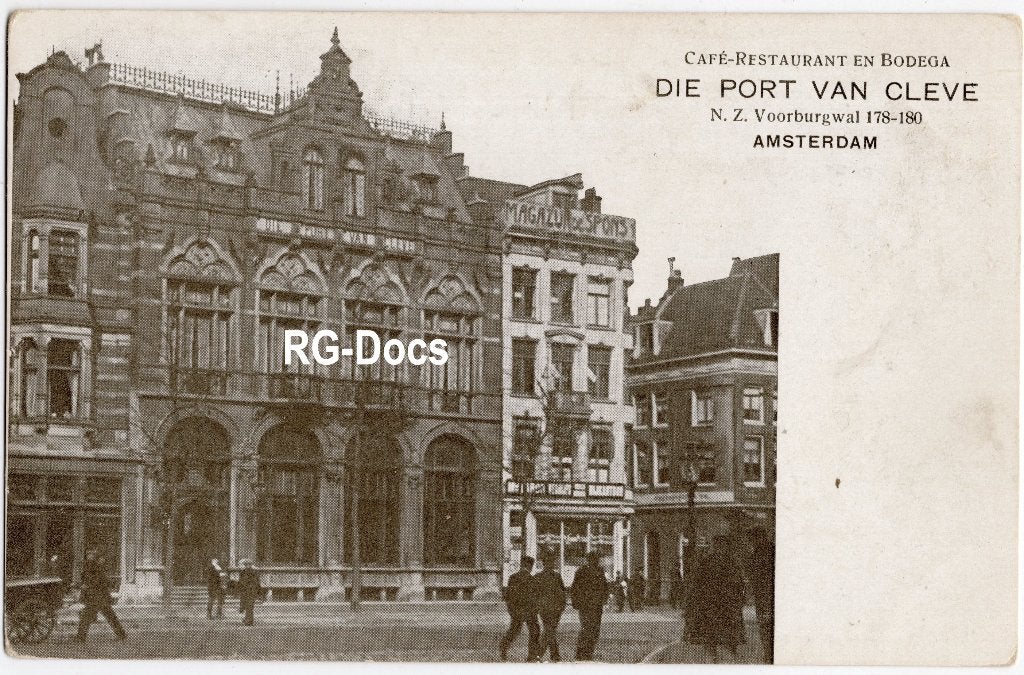 Ansichtkaart - Briefkaart Cafe Die Port van Cleve Amsterdam, Ophalen of Verzenden, Voor 1920, Ongelopen, Noord-Holland