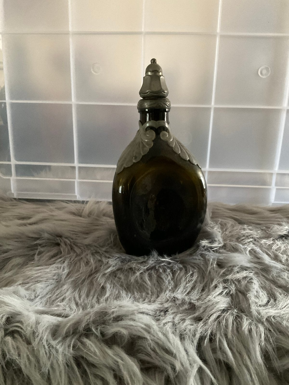 Vintage karaf met tin, Verzamelen, Ophalen, Zo goed als nieuw, Overige typen