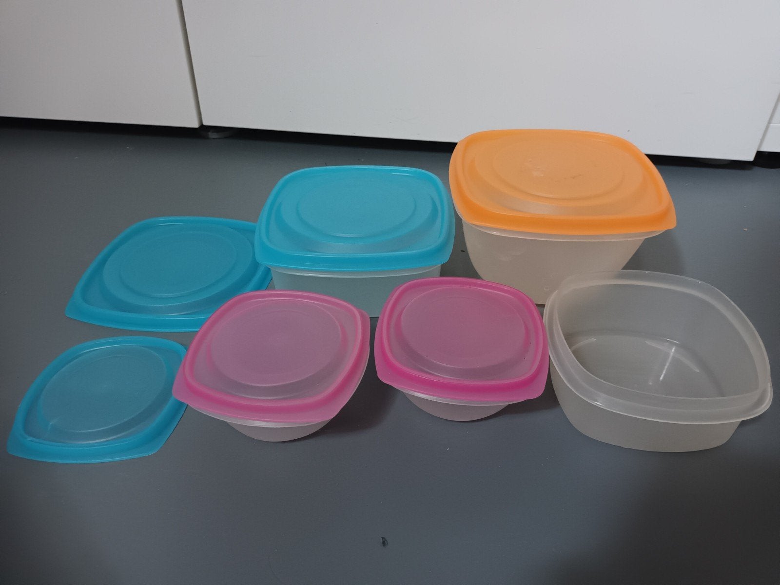 Plastic kunststof bakjes met deksel 2x 210 2x420 840 1050 ml, Ophalen of Verzenden, Gebruikt, Bak of Kom, Met deksel