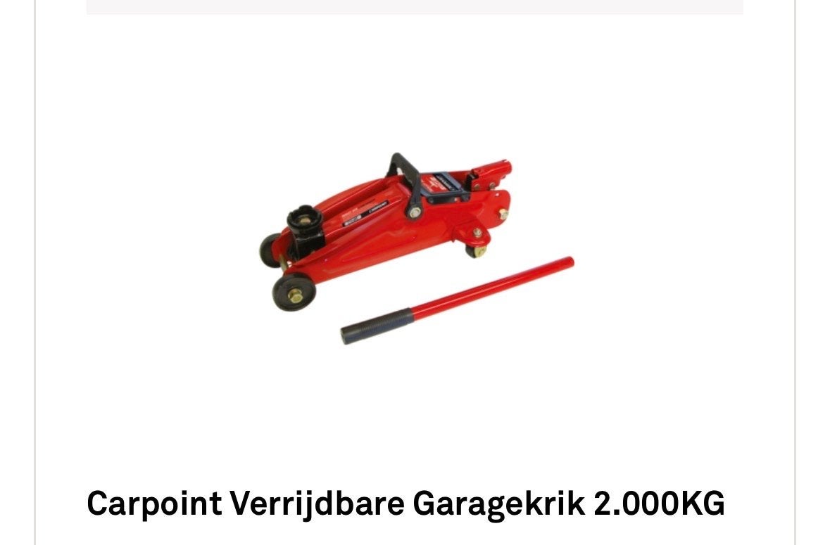 Carpoint Verrijdbare Garagekrik 2.000KG, Ophalen of Verzenden, Nieuw, Hydraulisch, Garagekrik