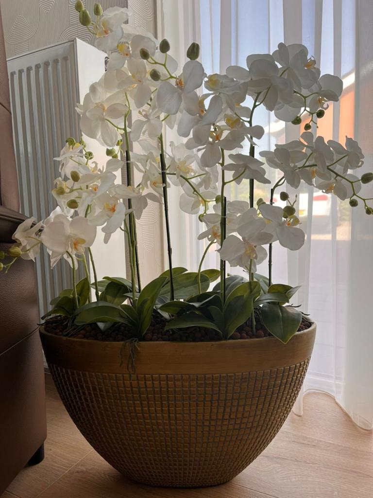 Prachtige grote bloempot Met kunst orchideeën mooi  bloemst, Ophalen, Zo goed als nieuw