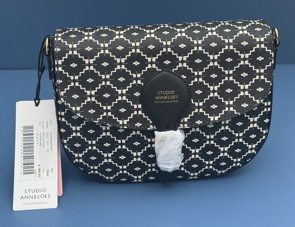 Crossbag SA print black/off-white Studio Anneloes NIEUW, Ophalen of Verzenden, Nieuw, Zwart, Handtas