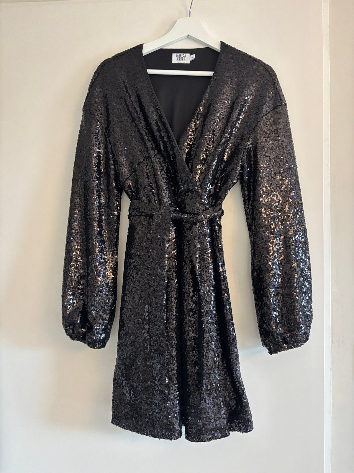 Monica geuze X nakd glitterjurk, Zwart, Ophalen of Verzenden, Zo goed als nieuw, Maat 34 (XS) of kleiner