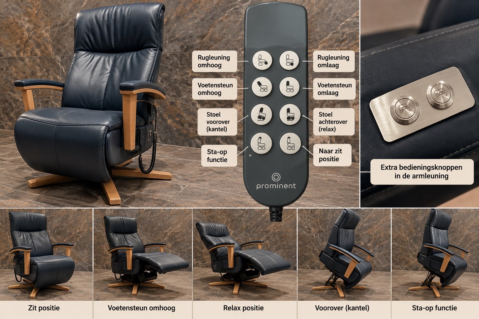 Sta op & Relax Fauteuil Prominent ZGAN + Accu Gratis Bezorgd, Ophalen of Verzenden, Zo goed als nieuw, Minder dan 75 cm, 50 tot 75 cm