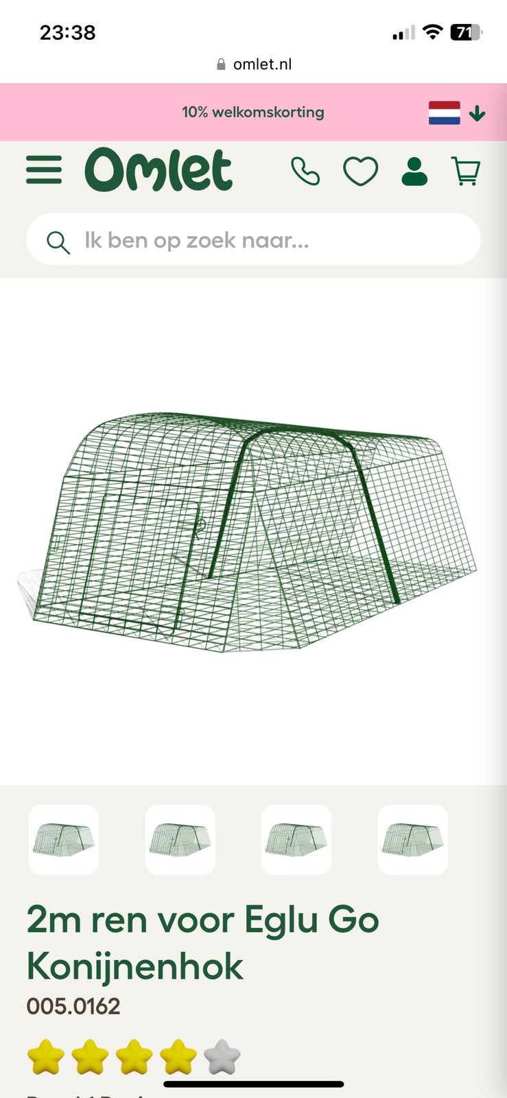 Omlet Eglu go ren met extra deur, Ophalen, Glas, Zo goed als nieuw, Aluminium