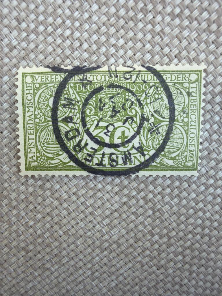 Zeldzame Amsterdamse TBC-postzegel 1906, gestempeld, Postzegels en Munten, Postzegels | Nederland, Ophalen of Verzenden, T/m 1940
