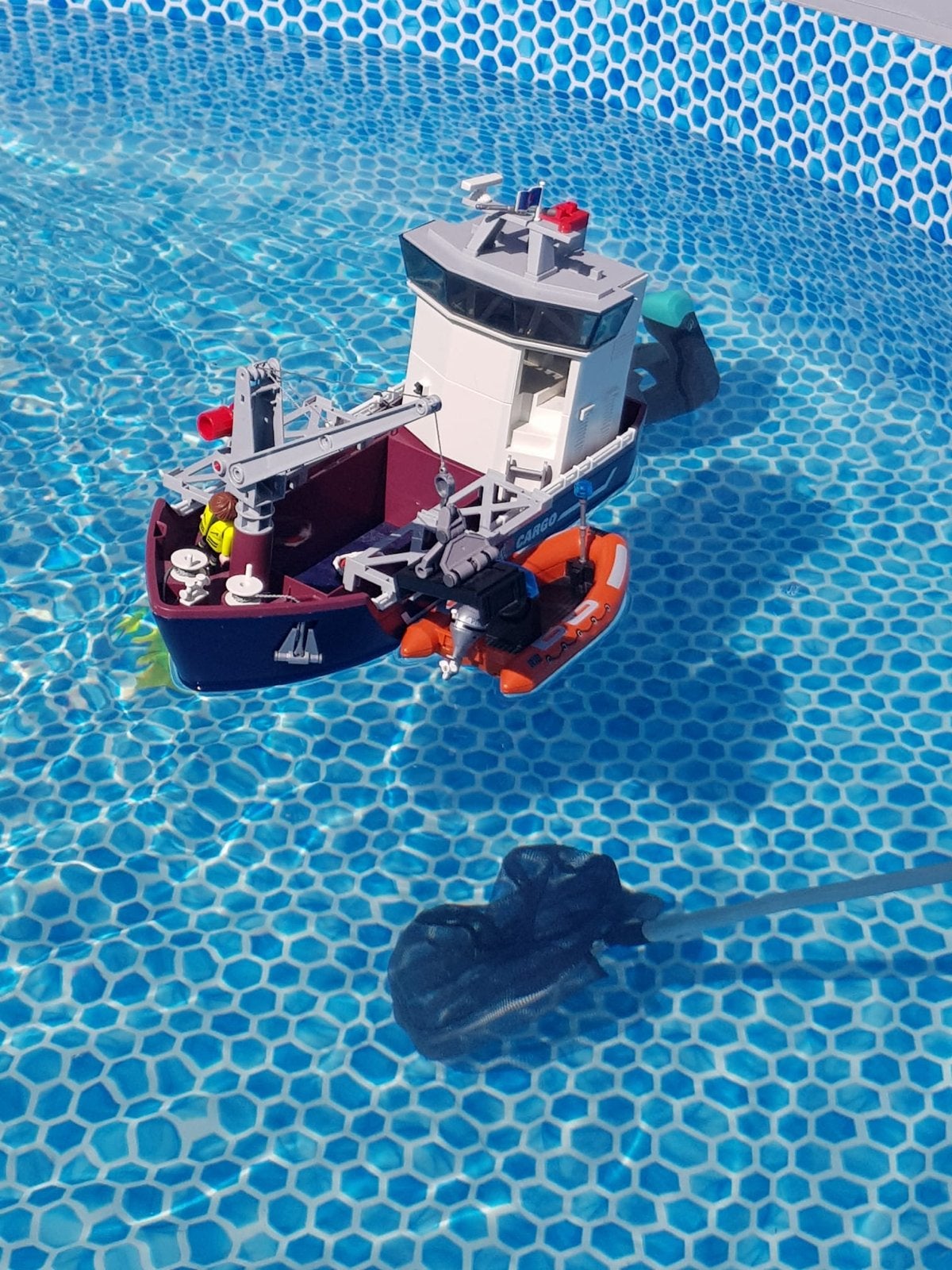 Playmobil vrachtschip met reddingsboot en zeecontainer, Ophalen of Verzenden, Gebruikt