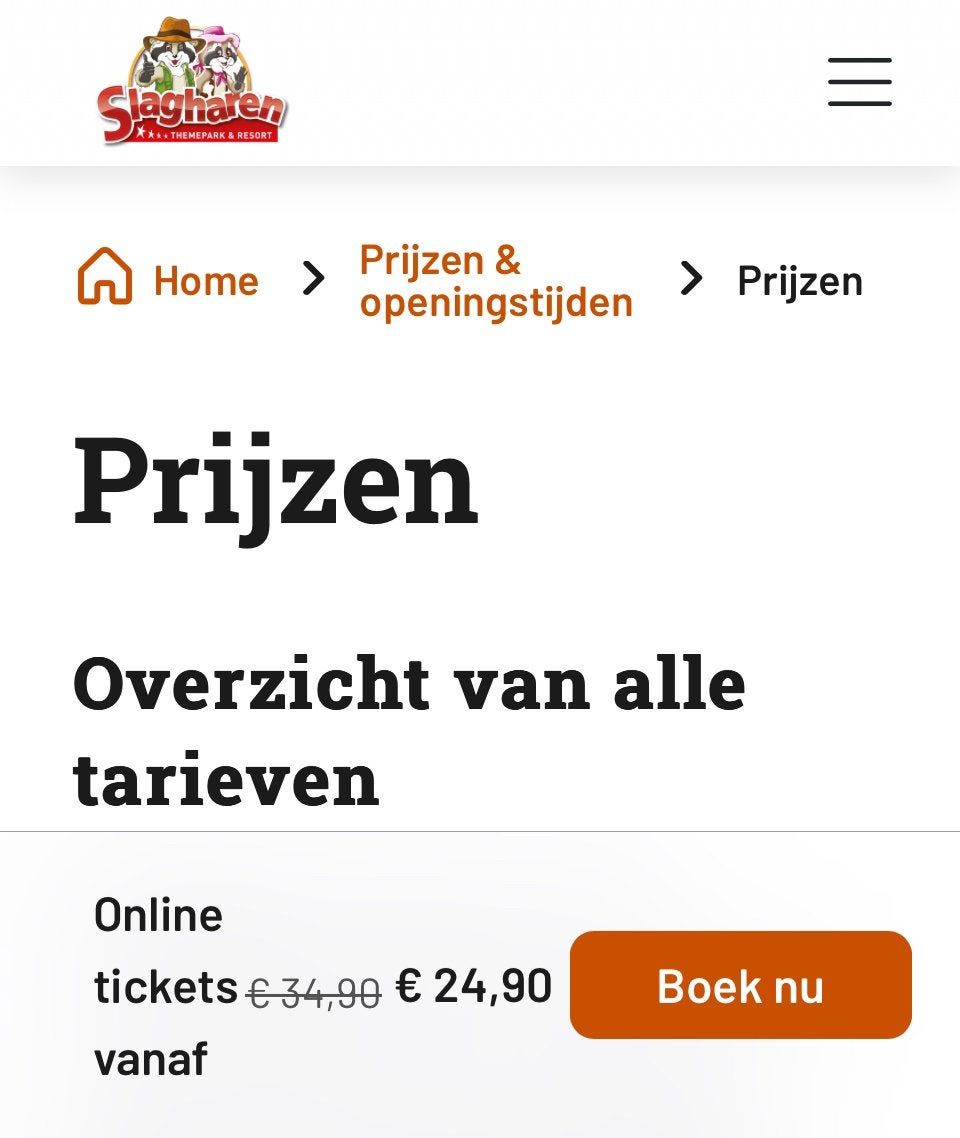 Slagharen entreekaart - 17 euro p.p!!, Drie personen of meer, Overige soorten, Pretpark