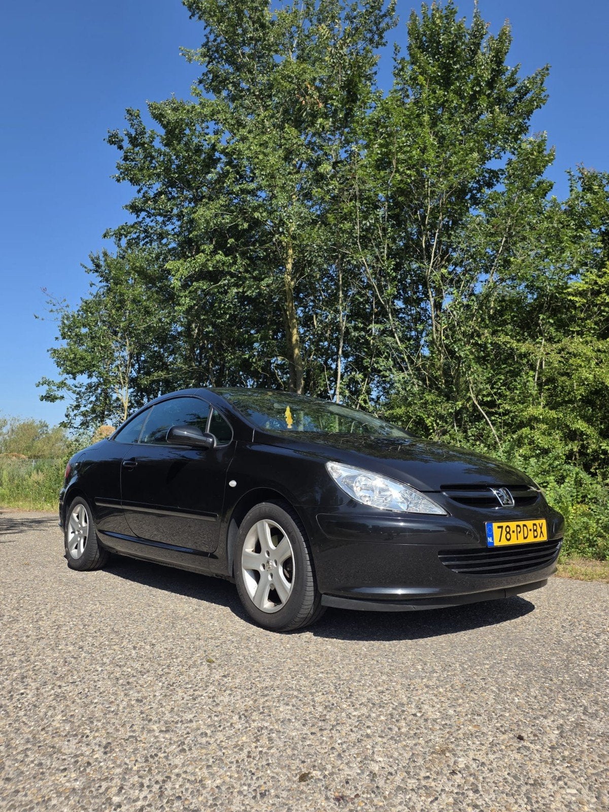 Peugeot 307 2.0 16V CC 2004 Zwart, Auto's, Voorwielaandrijving, 4 cilinders, Cabriolet, 4 stoelen