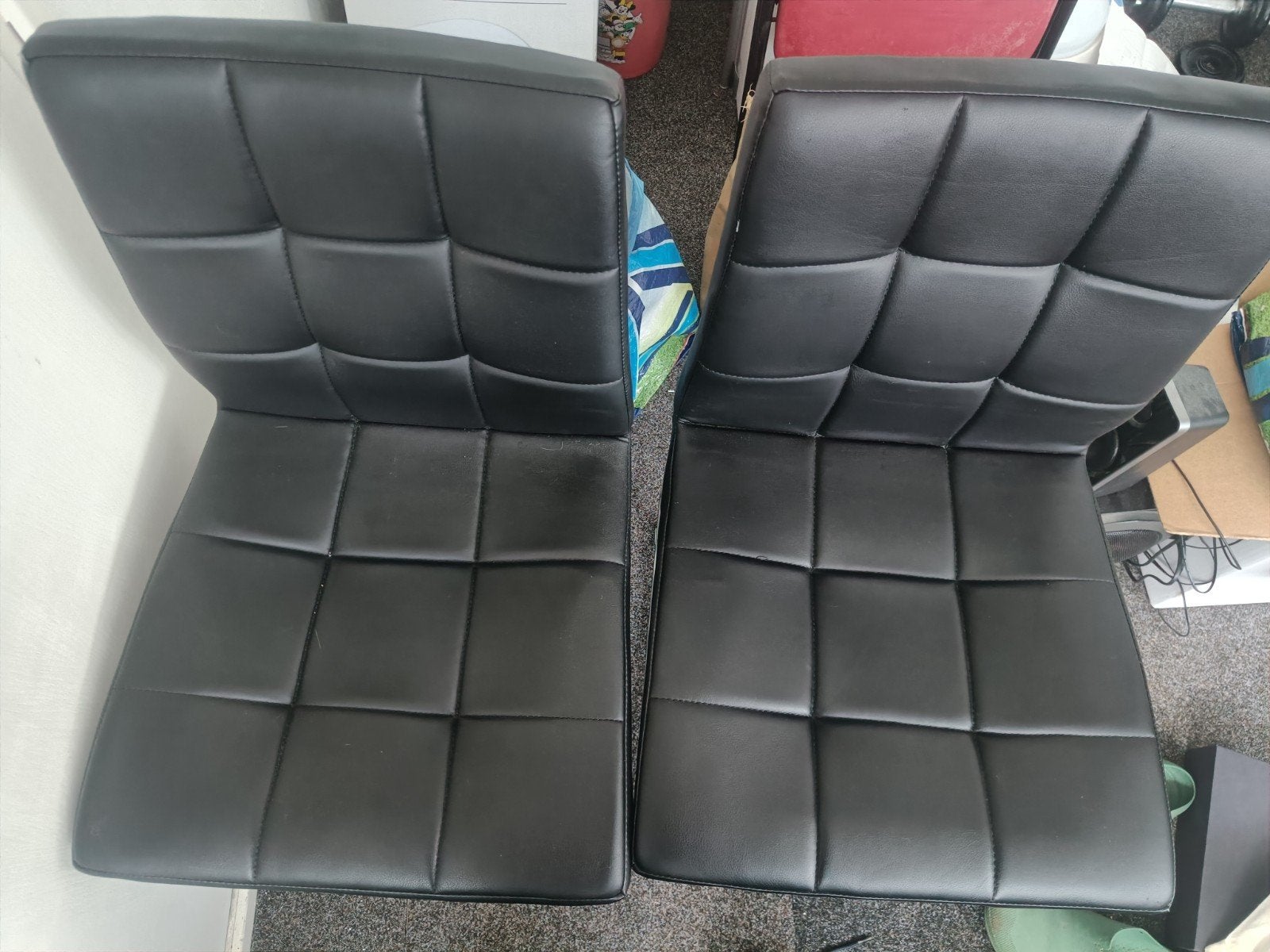 2 eetkamerstoelen Sydney – Zwart imitatieleer / lederlook –, Twee, Zwart, Leer, Ophalen of Verzenden