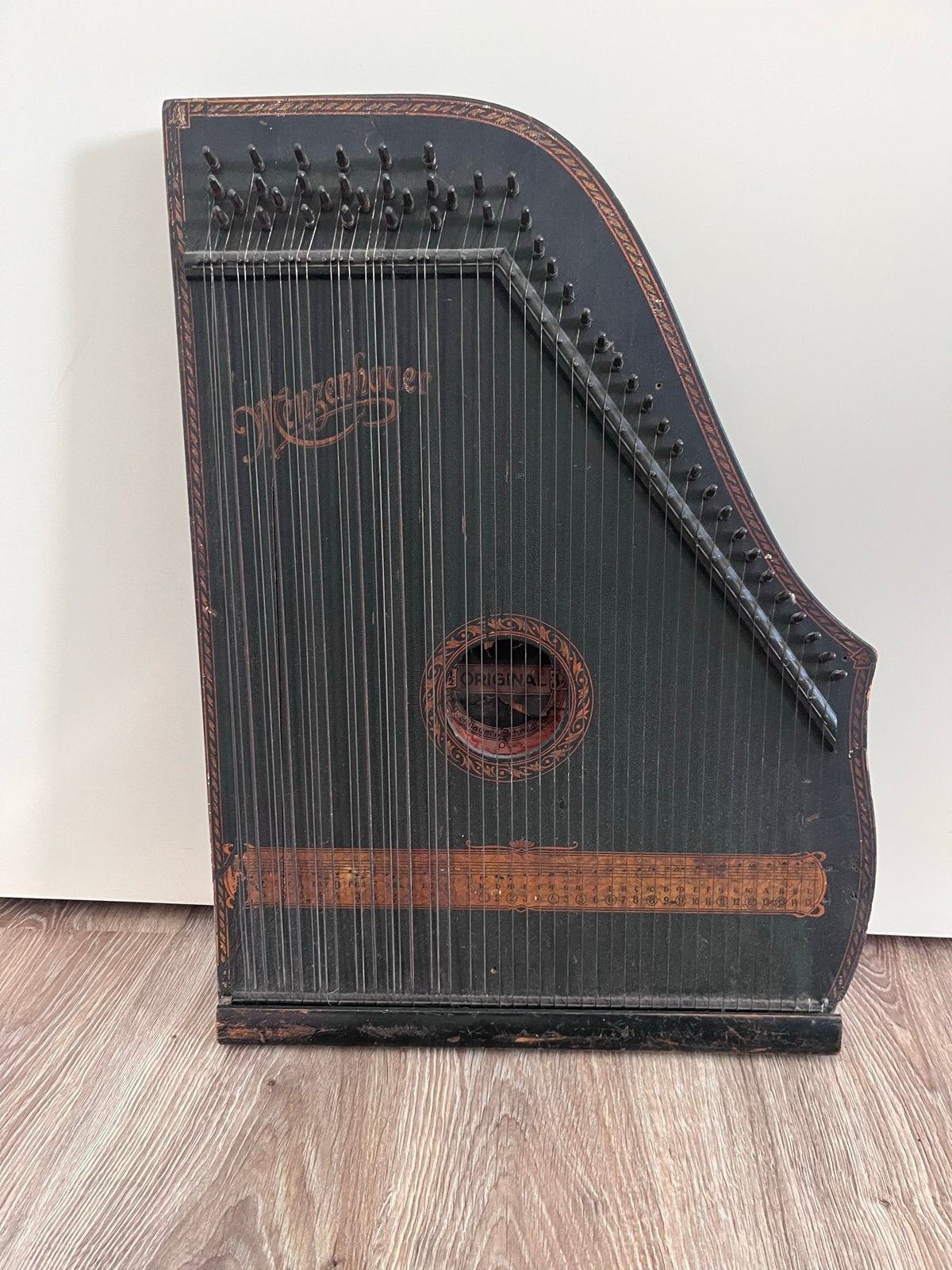 Antieke Tafelharp - Menzenhauer & Schmidt Original 3 1/2, Muziek en Instrumenten, Ophalen, Gebruikt, Harp