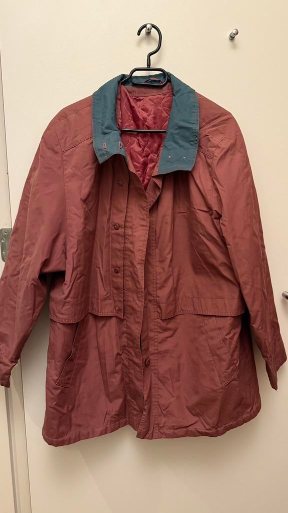 Vintage jacket / Vintage roestbruine jas met blauwe kraag, Ophalen of Verzenden, Gedragen, Maat 38/40 (M), Bruin
