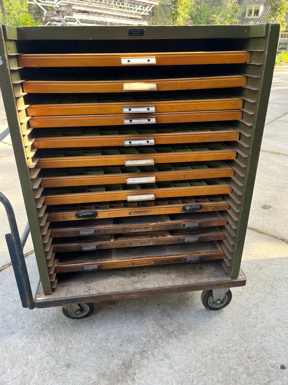 Oude antieke vintage letterkast 12 verschillende laden vakke, Ophalen