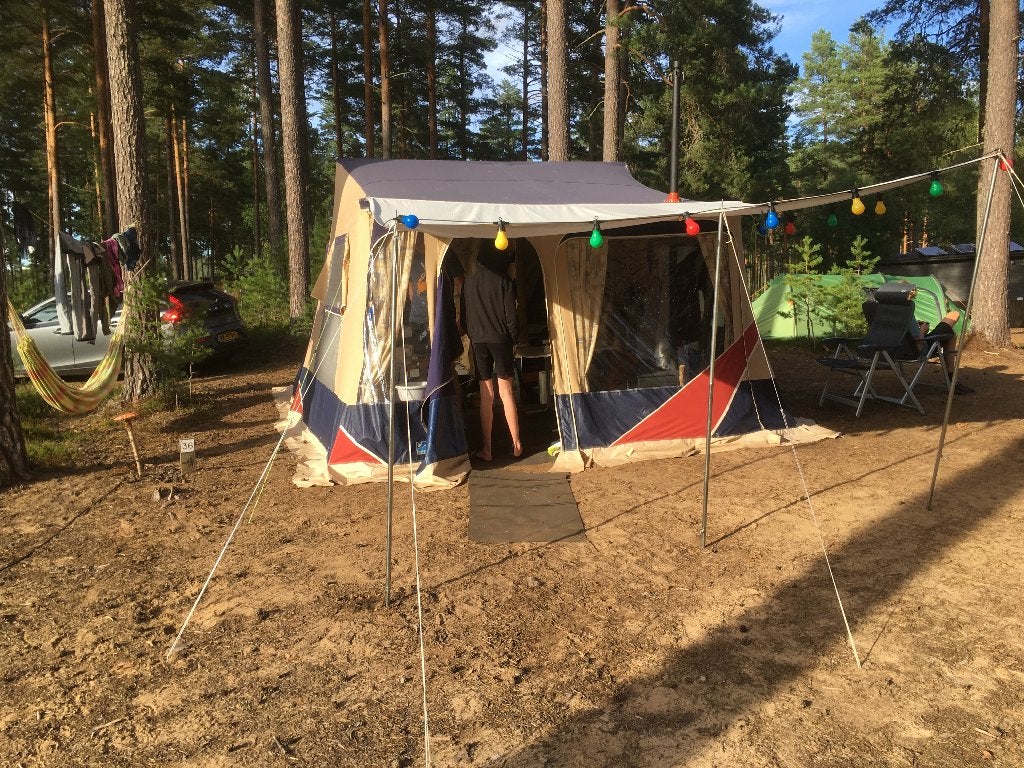 Unieke vouwwagen met houtkachel jamet 123 opzetsysteem 2007, Caravans en Kamperen, Vouwwagens, Ophalen, Blauw, Aanwezig, Jamet