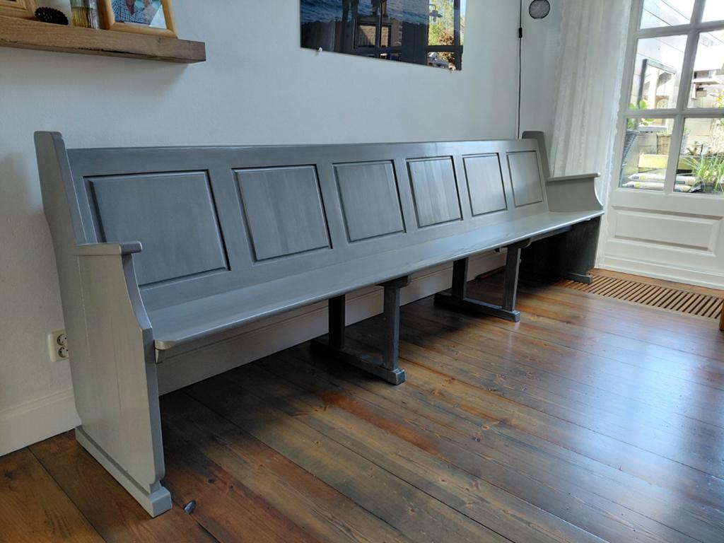 Massief eiken kerkbank uit NH kerk Dalfsen - 3 meter lang, Antiek en Kunst, Antiek | Meubels | Stoelen en Banken, Ophalen of Verzenden