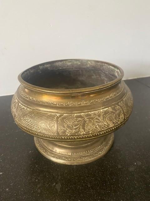 Messing kom en messing plantenbak, Antiek en Kunst, Curiosa en Brocante, Ophalen