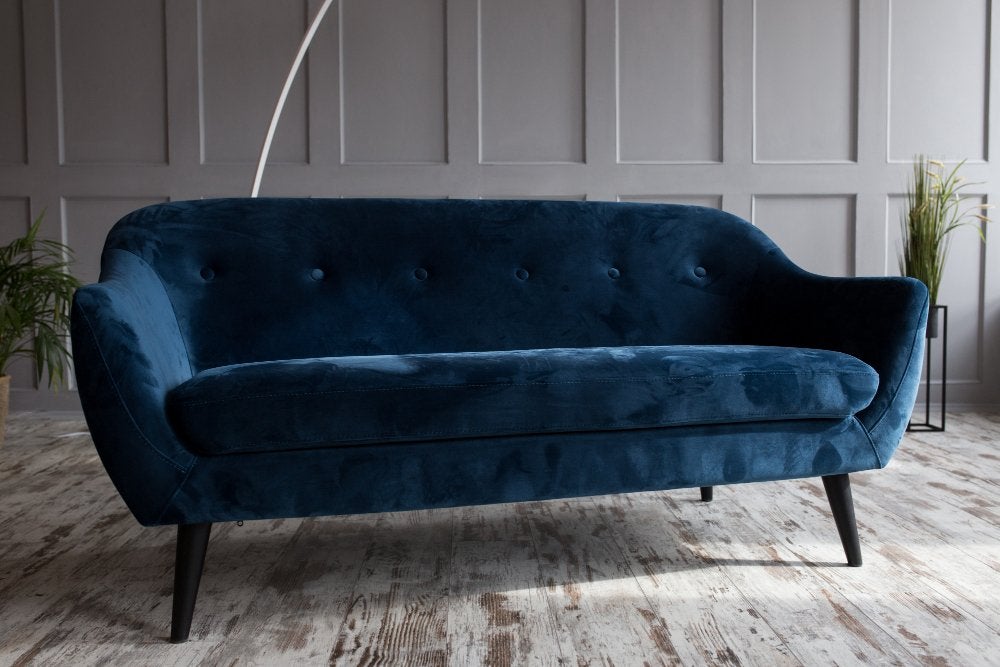 Foto 4 van Mooie blauwe fluwelen fauteuil