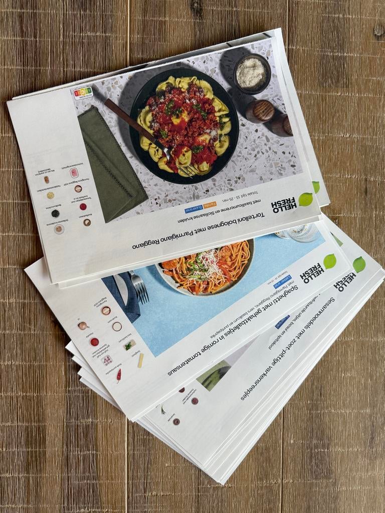 20+ Hello Fresh recepten: Vlees, kip & vegetarisch (15-25 mi, Hoofdgerechten, Vegetarisch, Ophalen of Verzenden, Zo goed als nieuw