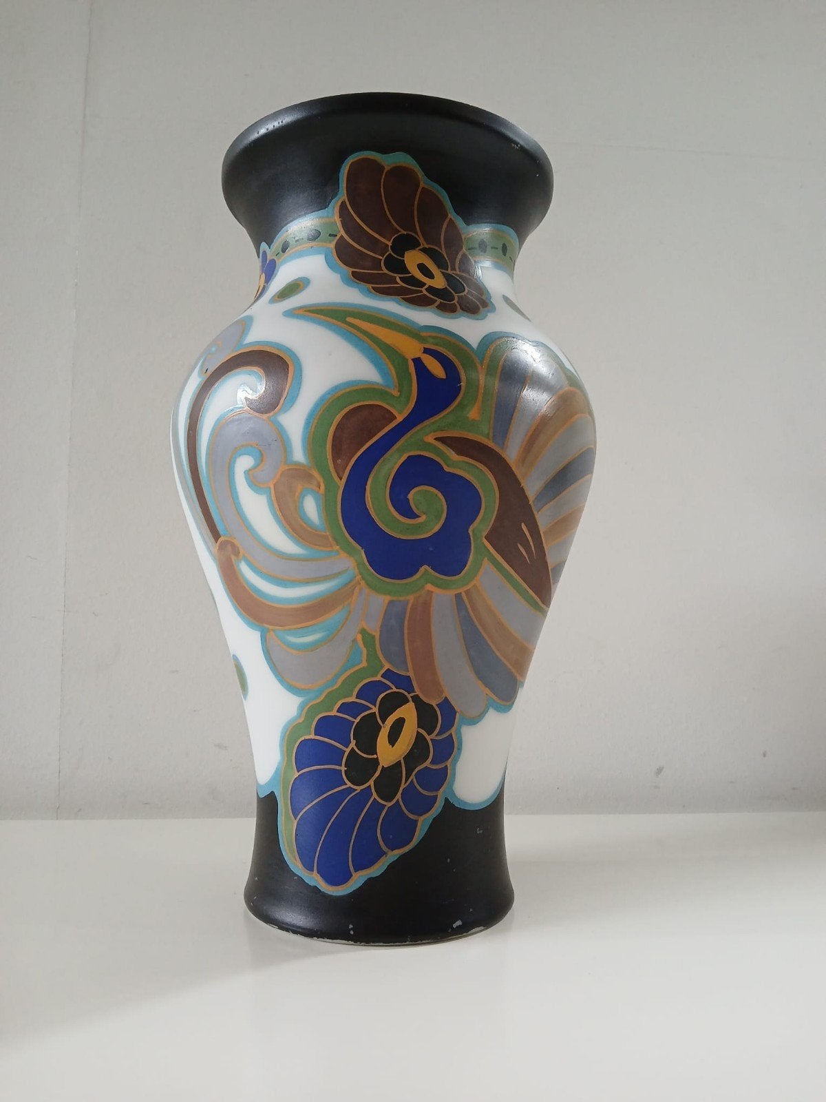 Plateel beschilderde vaas, Antiek en Kunst, Ophalen of Verzenden