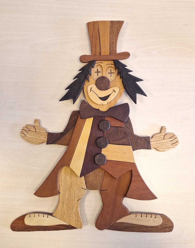 clown figuur van hout stukjes parket, Verzamelen, Ophalen of Verzenden, Nieuw