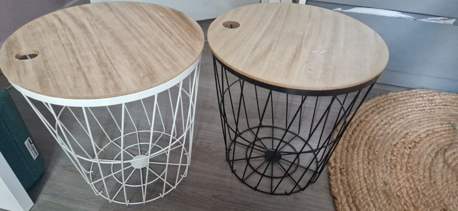 2 draad opberg manden met deksel, Minder dan 55 cm, Gebruikt, Metaal of Aluminium, Rond